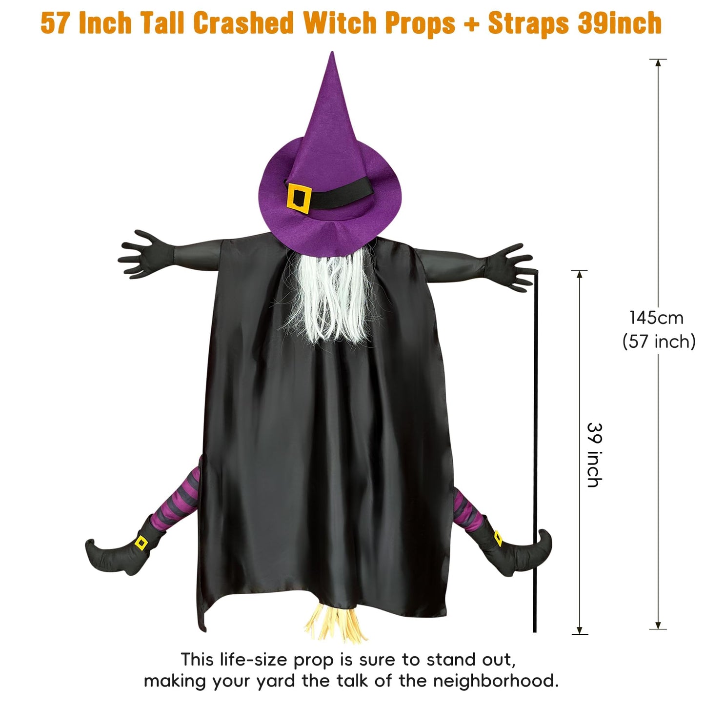 Giiffu Halloween Decorations Outdoor 57" Crashing Witch into Tree Decor