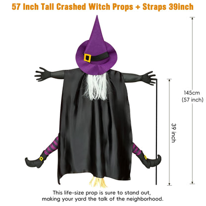 Giiffu Halloween Decorations Outdoor 57" Crashing Witch into Tree Decor