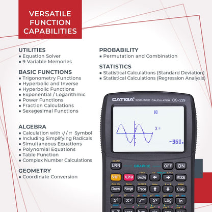 CATIGA CS229 Scientific Calculator with Graphics Functions, Multiple Modes with Intuitive User Interface for Beginners and Advanced Courses, 5 Pack