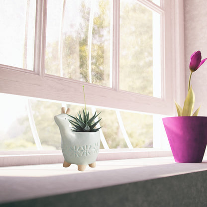 Needzo Mini White Deer Planter, Planters Pots for Succulents, Cute Animal Decorations, Unique Gifts for Plant Lovers, 4.7 Inches