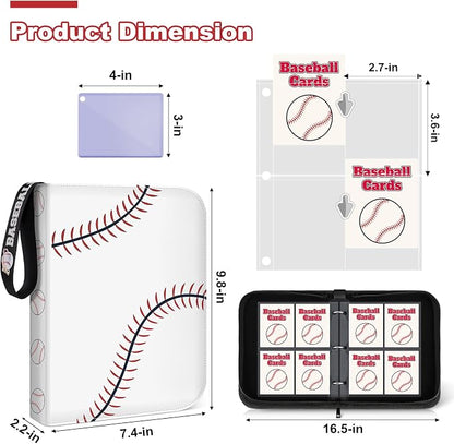 Mlikero Baseball Card Binder 440 Pocket, Trading Card Binder with Card Display Design, Premium Basketball Card Holder with Sports Pattern Wristband Fit for Baseball Cards 2026