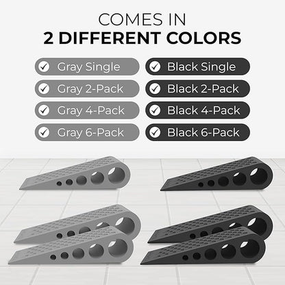 Door Stoppers for Bottom of Door Premium Floor Rubber Door Stop Wedge Made in USA Heavy Duty Honeycomb Design for Carpet, Tile, Ideal for Home, School, Commercial,Black 4 Pack