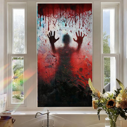 Cmialusie Bloody Hands Horror Scene Halloween Decor Window Film Window Privacy Film Glass Privacy Decals Living Room Sun Blocking Decor Removable Cling Stickers Window Stickers 17.3x39.3 Inch