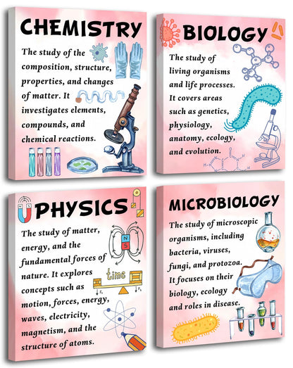 Chemical Science Wall Art Prints,Framed Science Quotes Classroom Poster,Inspirational Explore Wall Art,Funny Physics Chemical Pink Art Poster for Laboratory Classroom Decor(8" x10)