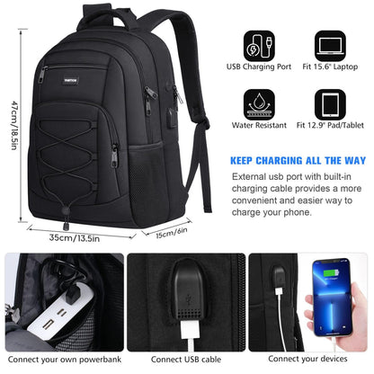 YAMTION School Backpack for Men and Women,College Bookbag Teens Laptop Backpack Schoolbag with USB Port for Students Work Business Office