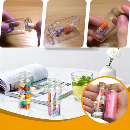30Pcs 15ml Mini Glass Bottles with Cork Stoppers - Small Clear Vials for DIY Crafts, Wedding Favors, Halloween Decor, Wishing Spell Jars, Includes Funnel-(22 * 70 mm)