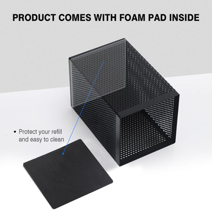 Comix Mesh Pen Holder Desk, Wire Pencil Holder with Foam Pad and Non-Slip Bottom Office Supplies Desk Organizer for Home Office School, 2 Packs