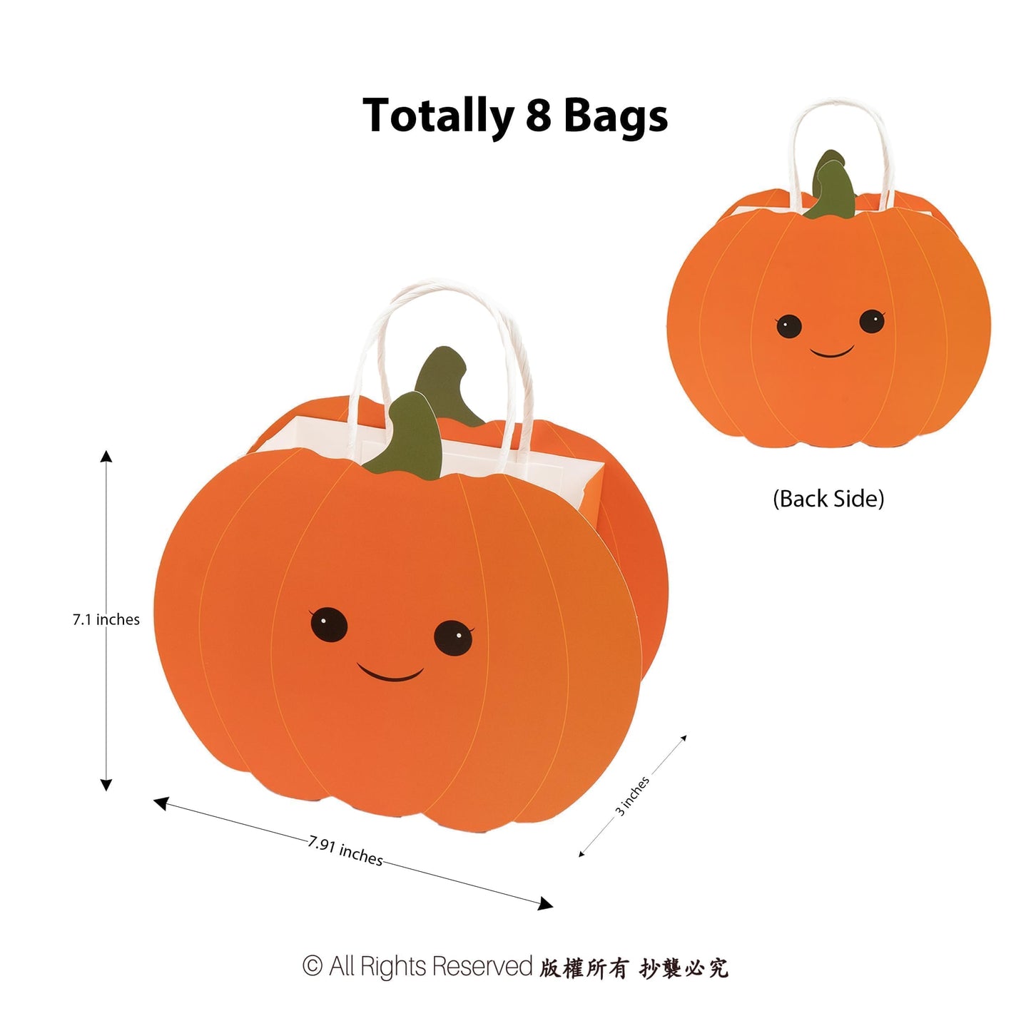 Cheerland Pumpkin Gift Bag Fall Party Favor Bags Cute Friendsgiving Goodie Treat Bag for Kids Birthday Baby Shower Autumn Theme Festival Harvest Thanksgiving Party Classroom Celebration Supplies 8pcs