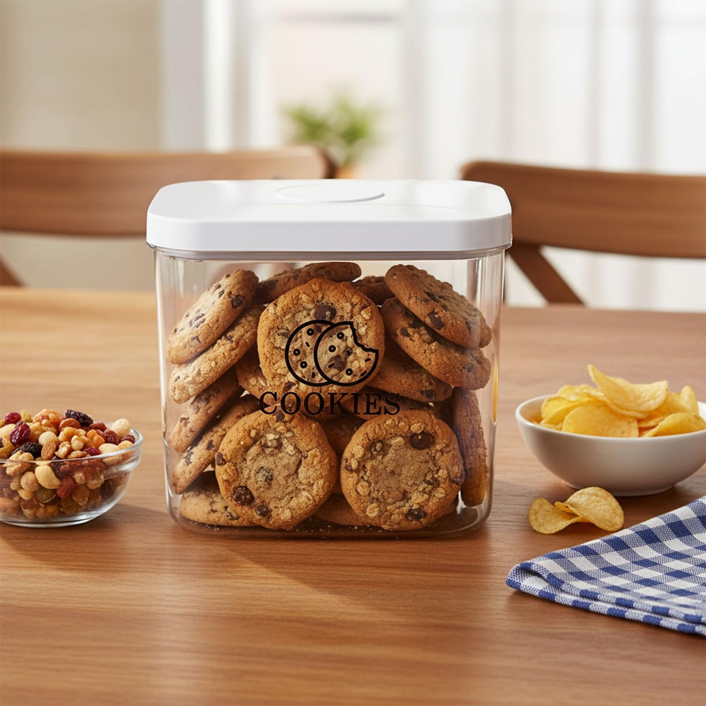 Duimbok Cookie Jar with Airtight Lid,Bread Box for Kitchen Countertop,Time Recording Bread Storage Container, BPA-Free Plastic Containers for Cookies, Homemade Bread, Toast, Bagel, Donut
