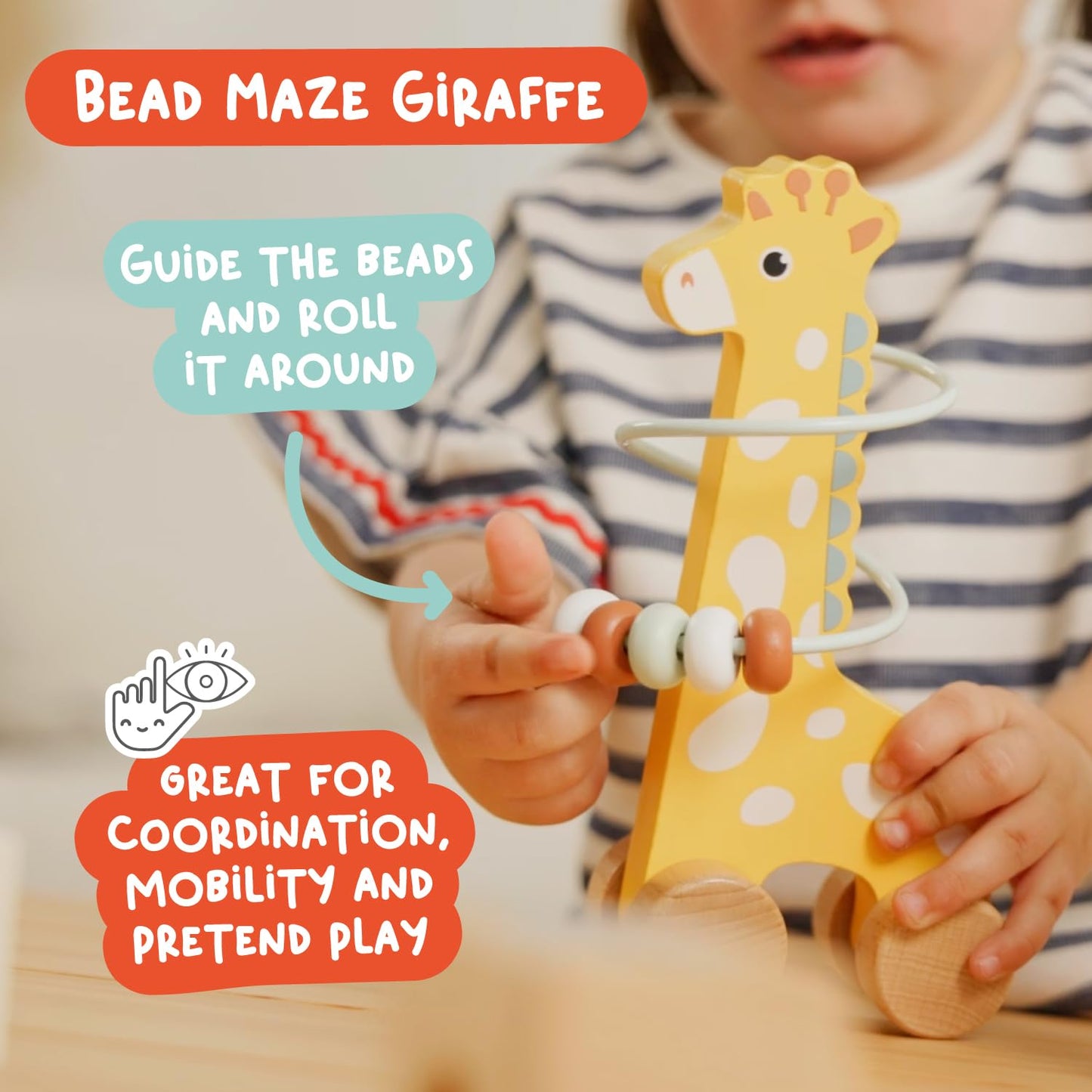 Nene Toys Montessori Toys for 1 Year Old – 4-in-1 Wooden Sensory Toy Set with Stacking Rings, Rainmaker, Giraffe Bead Maze & Activity Blocks – Educational Gift for Toddlers, Boys & Girls Age 1+