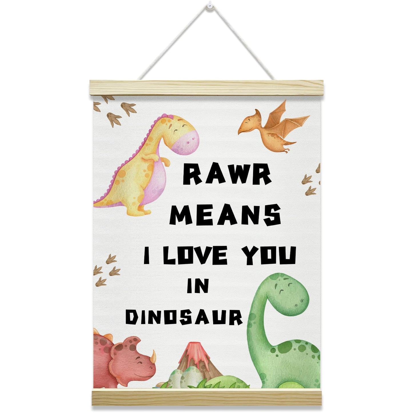 Nopoben Dinosaurs Poster Hanger Frame, Dinosaurs Wall Art With Wooden Poster Hanger, Boys Room Wall Decor, Boys Playroom Kids Toddler Room Decor(12x16 Inches)-31
