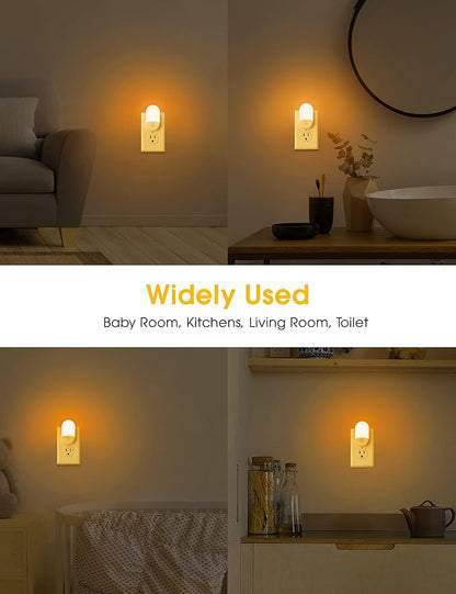L LOHAS LED Amber Night Light, Night Lights Plug into Wall[4 Pack], 2000K LED Nightlight, Dusk to Dawn Sensor, 30/60LM Adjustable Brightness, Automatic Low Blue Night Light for Kid, Bathroom, Hallway