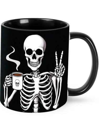Yamegoun Skull Coffee Mug 11oz Ceramic Tea Cup Kitchen Decor Microwave Safe for Office and Home Novelty Christmas Gifts for Men Women