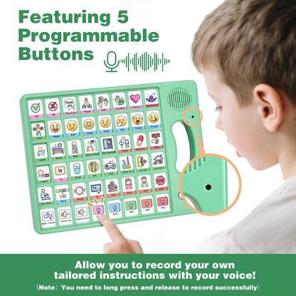 Joyreal AAC Device for Autism, Non Verbal Communication Tools for Speech Therapy & Stroke Rehab. Autism Communication Board with 5 Programmable Buttons & Adjustable Volume, Autistic Kids Must Haves