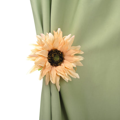 SUQ I OME 2 Pack of Rustic Big Diameter 7.08inch Artificial Sunflower Curtain Clips Curtain Tiebacks Accessory Curtain Holder Curtain Holdbacks for Home Office Decoration,Light Yellow