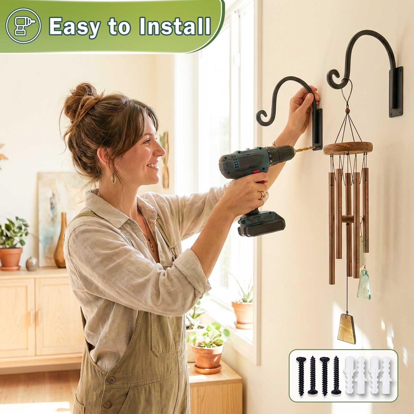 Lifyzoon Heavy Duty Plant Hanger Bracket (8"/Black) -2 Packs, 35lbs Weight Capacity - Outdoor Hand-Forged Hanging Plant Bracket Durable and Stable Bird Feeder Hanger