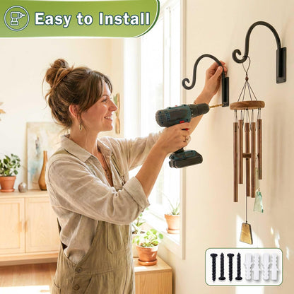 Lifyzoon Heavy Duty Plant Hanger Bracket (8"/Black) -2 Packs, 35lbs Weight Capacity - Outdoor Hand-Forged Hanging Plant Bracket Durable and Stable Bird Feeder Hanger