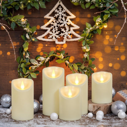 KunSwenn Flickering Flameless Candles with Remote Timer, LED Candles Battery Operated, Won’t Melt Plastic Velas Artificiales para Decoracion for Wedding Halloween Christmas Decor(Ivory, Set of 6)