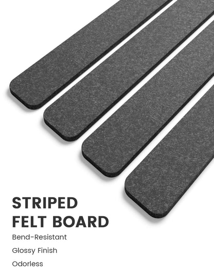 Fluxynara Cork Board Alternative Felt Strip Board 5-Pack 13"x2", Office Pin Board with 35 Push Pins, Adhesive Install for Bedroom Door & Home Office(Charcoal Gray)