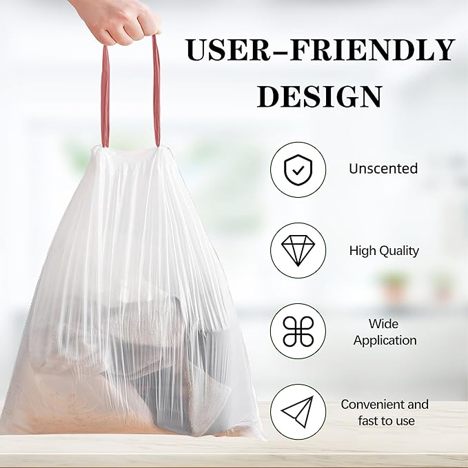 8 Gallon Trash Bags, Thick Plastic Trash Can Liners, Fits 30 Liter Wastebaskets