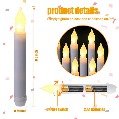 Remagr 24 Pcs Flameless LED Taper Candles for Christmas Tree, 6.5" Battery Operated Floating Candles LED Candles Handheld Flickering Flame Candlesticks with Rubber Ring for Wedding Xmas Decor
