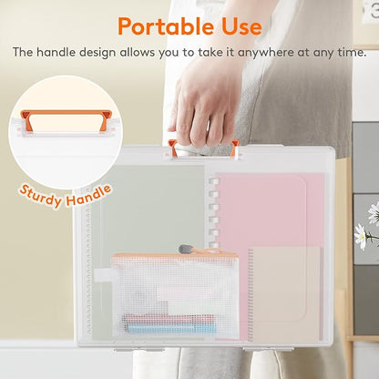 Lifewit 10 Pcs Board Game Storage Boxes, 11.9x8.7'' Paper Container with Secure Latch, Plastic Portable Organizer with Handle & Labels for File,Document,Puzzles, Cards, Art Supplies
