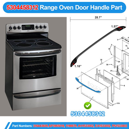 Upgraded 5304458312 Oven Door Handle Replacement Compatible with Kenmore Electrolux Frigidaire Electric Range Oven Stove Replaces 316443600 AP3965016,Include 2 Pack 316433300 Oven Door Handle Screws