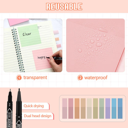 Jutom 39 Pcs Aesthetic Book Annotation Kit Highlighter with Case Bag Gel Pen Transparent Sticky Note Taking Book Supplies (Beige, Floral Style)