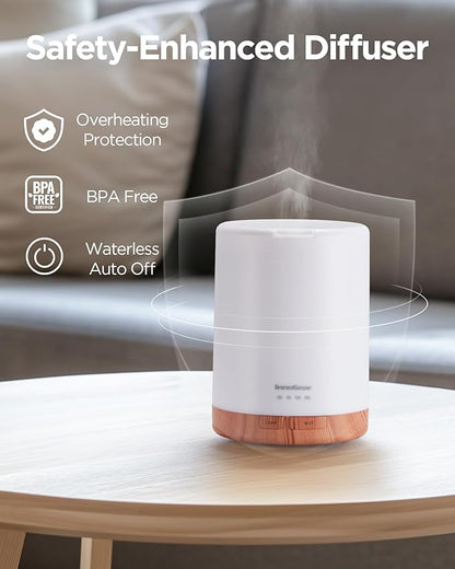InnoGear Aromatherapy Diffuser & 8 Essential Oils Set, 300ml Premium 5-in-1 Ultrasonic Essential Oil Diffusers Scent Humidifier Aroma Diffuser Vaporizer Auto-Off Timer for Room Office Home, Yellow
