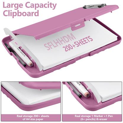 SFLHHDM Purple Clipboard with Storage, Clip Boards 8.5x11, Plastic Clipboard with Pen Holder, Teacher Clip Board, Clipboards Organizer for Women Teachers Work, School & Office Supplies
