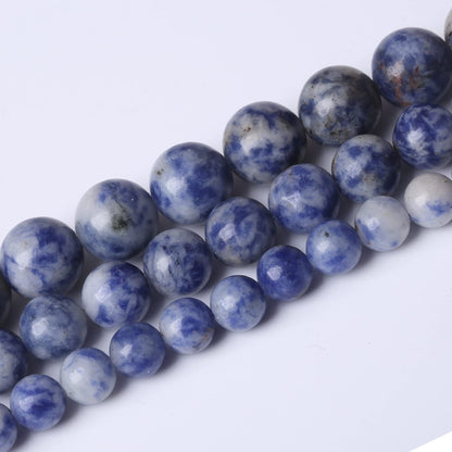 8MM Blue Sodalite Jaspers Stone Round Loose Beads Natural Gem Beads Crystal Energy Stone Beads for Jewelry Making DIY Bracelet Necklace