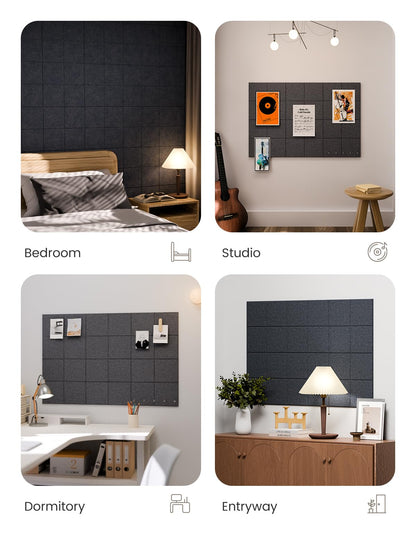 Fluxynara Large Felt Bulletin Board 36" x 24"Cork Board Alternative-6 Pack with 40 Safe Removable Adhesive Tabs, Cork Boards for Walls Cork Board for Home Office Classroom Pin Board-Deep Charcoal Blue