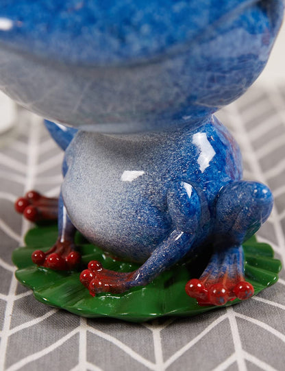 NENBOLEC Frog Figurine Candy Dish Cookie Jar Snack Tray Modern Art Home Decor Gift for Living Dining Room Kitchen Office Blue 8 Inch
