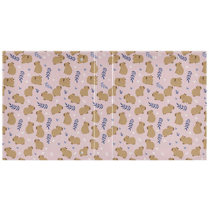 Cute Capybara Round Ring Binders 1.5 Inch Flowers Strawberry Doodle Pattern 3 Ring Clipboard Binder for Office School Work Supplies File Folder 200 Sheet Capacity