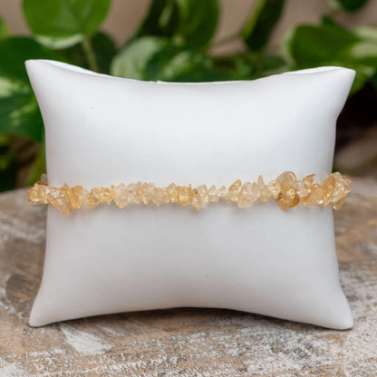 Citrine Natural Gemstone Bracelets, Chakra Crystal Healing Chip Stretch Bracelets, Gemstone Polished Irregular Crystals, Crystal Irregular Chips Beads Stretch Bracelets (Citrine)