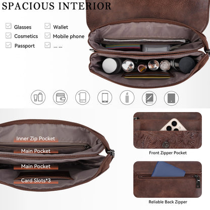 MEITRUE Small Crossbody Bags for Women, Vegan Leather Cell Phone Purse with Adjustable Strap