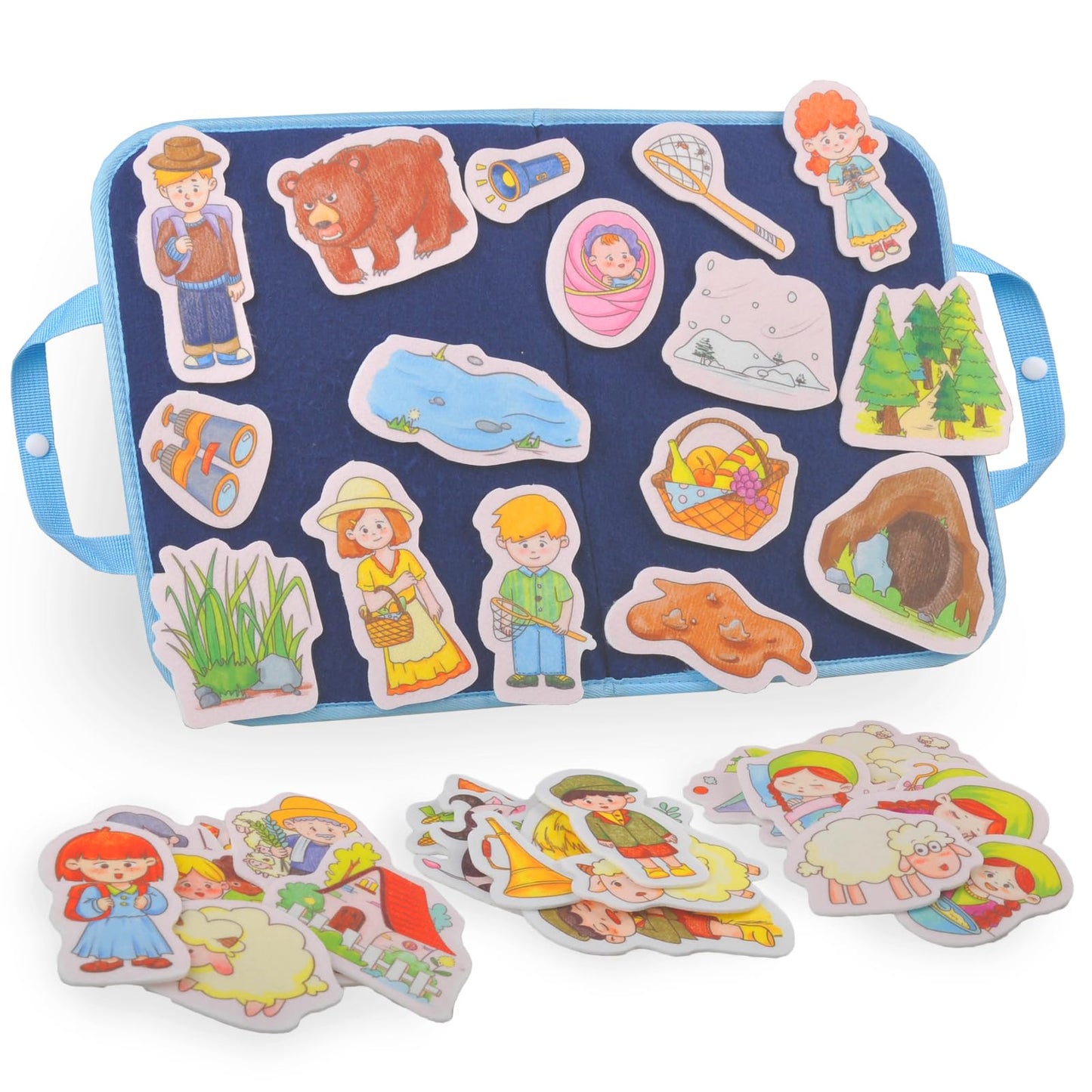 CHEFAN Felt/Flannel Board Story Set of 4, PRECUT Felt Pieces for Preschool Toddlers Circle Time,We are Going On A Bear Hunt, Mary Had A Little Lamb, Little Bo-Peep, Little Boy Blue
