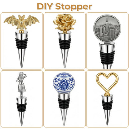 HANLANXUE 30Pcs Stainless Steel Wine Stoppers, Reusable Corks Decorative Bottle and Beverage Stoppers for DIY Wedding Bar Party Holiday Kitchen