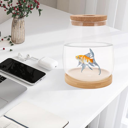 Fish Tank Desktop Hydroponic Propagation, Fish Bowl Indoor Aquatic Garden Set for Home, Office, or Dorm Decor, 3.35"x5.71", Clear, 1 Set