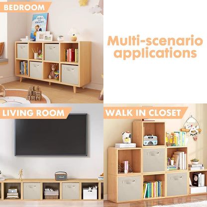 PowerKing Collapsible Storage Cubes with Handles, Fabric Foldable Bins for Closet Shelves, Durable Organization Storage Bins, 10.5'' x 11'' x 10.5'', 2 Pack, Cream