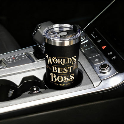 ZyraGleam Worlds Best Boss Appreciation Gifts for Men - Boss Birthday Gift Ideas for Male Insulated Stainless Steel Travel Coffee Tumbler 20 OZ Black