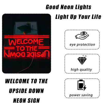 BMLOPZ Welcome To The Upside Down Neon Sign Dimmable Neon Lights for Wall Décor USB Powered LED sign for Bedroom Game Room Man Cave Great Gift for Birthday christmas etc;(16.4 * 8.3 inches)