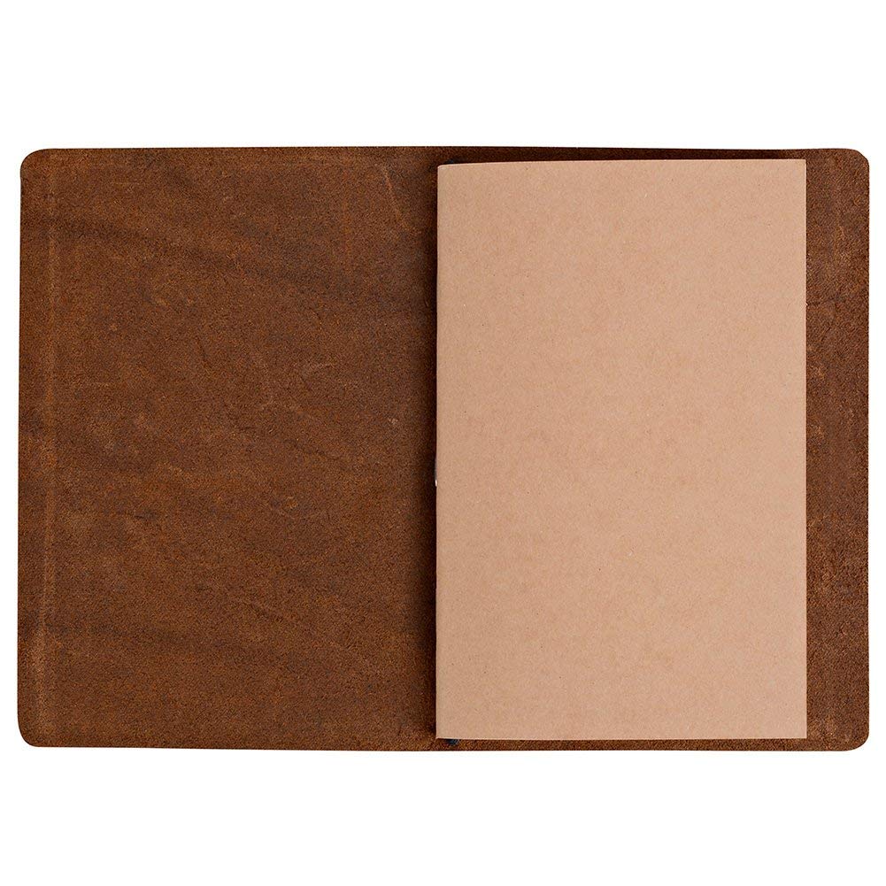 newestor Pocket Travelers Notebook, Refillable Leather Travel Journal for Men & Women, Notebook Cover for Field Notes, Moleskine Small 3.5 x 5.5 Inches, Brown