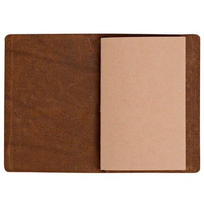 newestor Pocket Travelers Notebook, Refillable Leather Travel Journal for Men & Women, Notebook Cover for Field Notes, Moleskine Small 3.5 x 5.5 Inches, Brown