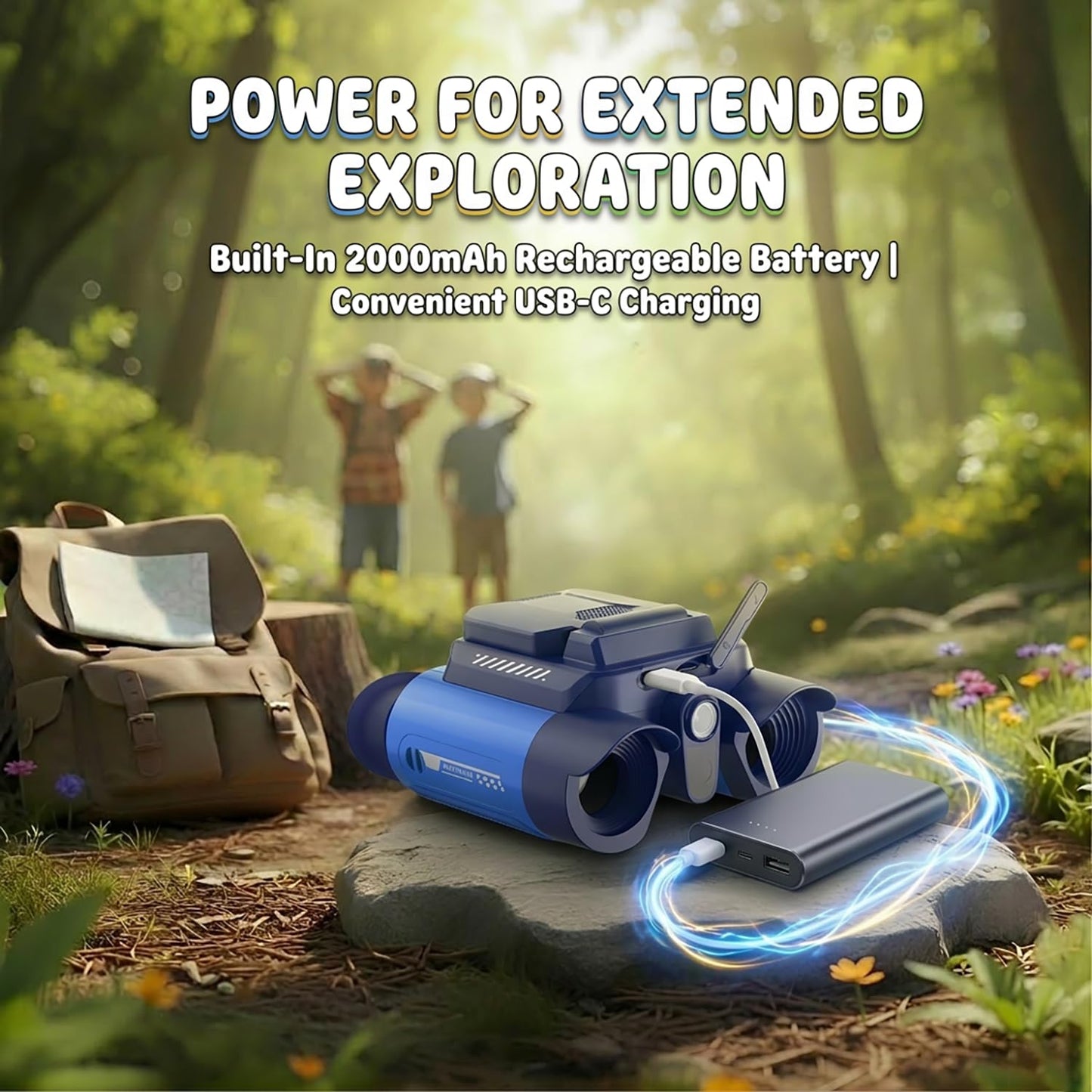 OAEBLLE Kids Binoculars with Night Vision Camera, 10X Zoom Digital Adventures Telescope with 2.4" IPS Screen, Nature Explorer STEM Toys for Bird Watching Camping, Gifts for Boys Girls Age 4-12 - Azure
