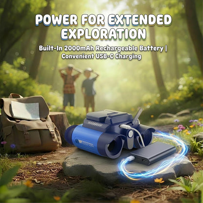 OAEBLLE Kids Binoculars with Night Vision Camera, 10X Zoom Digital Adventures Telescope with 2.4" IPS Screen, Nature Explorer STEM Toys for Bird Watching Camping, Gifts for Boys Girls Age 4-12 - Azure