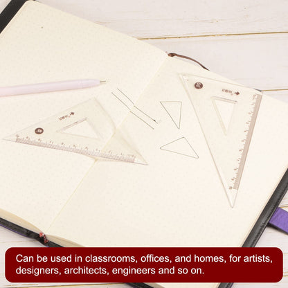 HARFINGTON 2piece Triangle Ruler Square Set 36cm 30/60 and 45/90 Degrees Measuring Tools for Classrooms Home Office, Transparent