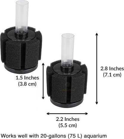 SunGrow 10-Gallon Betta Sponge Filter, Underwater Center Aquarium Filter, Attach it to Air Pump (Not Included) to Run, Works for Tropical Fish & Breeder Aquarium, Perfect for Fry & Small Fish, 2 Pcs