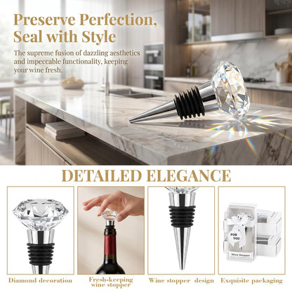 30PCS Crystal Wine Stoppers Diamond Decorative Wine Bottle Stopper for Wedding Bridal Shower Souvenir Decorations Keepsakes for Guests