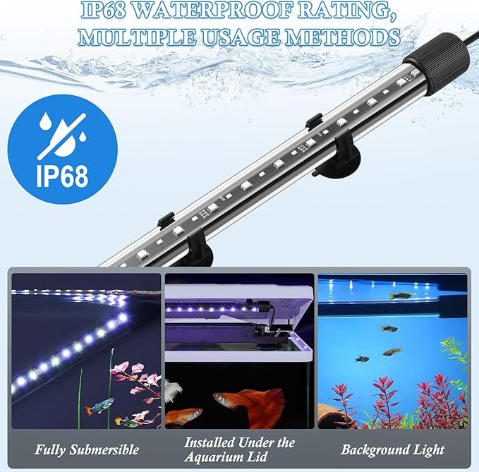 FEDOUR 22.8in Submersible Aquarium LED Light, 24/7 Mode Aquarium Lights with Full Spectrum RGBW LEDs, IP68 Waterproof Fish Tank Light with Dimming, Timming and Color Adjustable